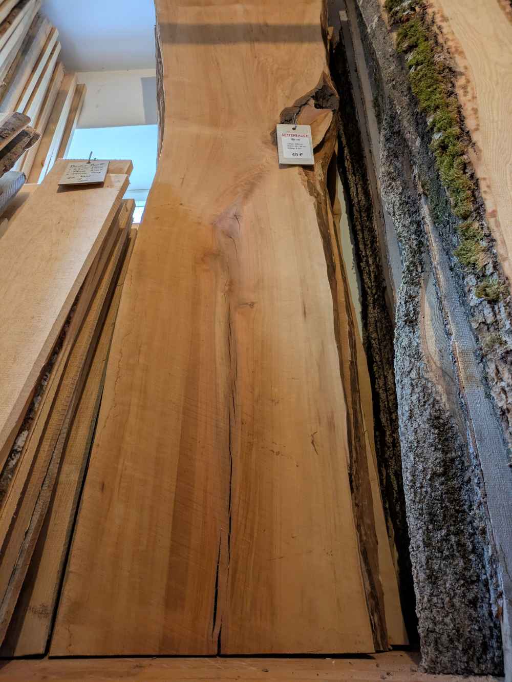 Holzbohle mit Baumkante